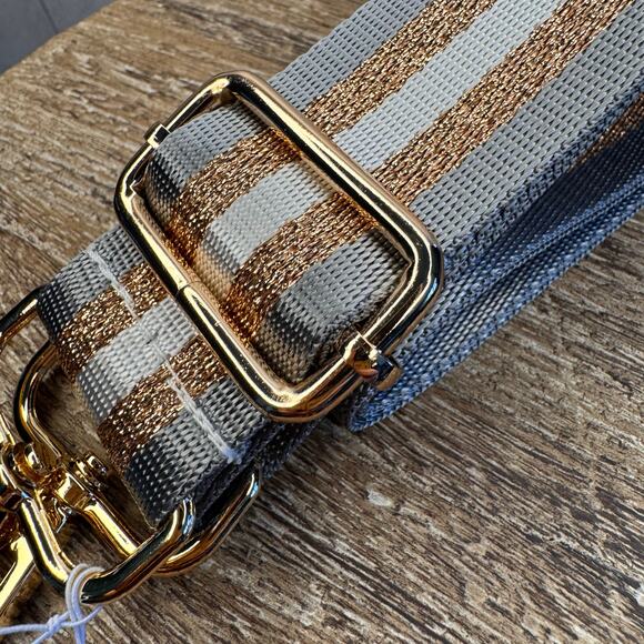 Crossbody Bag Strap Gold Gray Purse Strap Striped Guitar Bag Strap NEW! - Picture 4 of 5